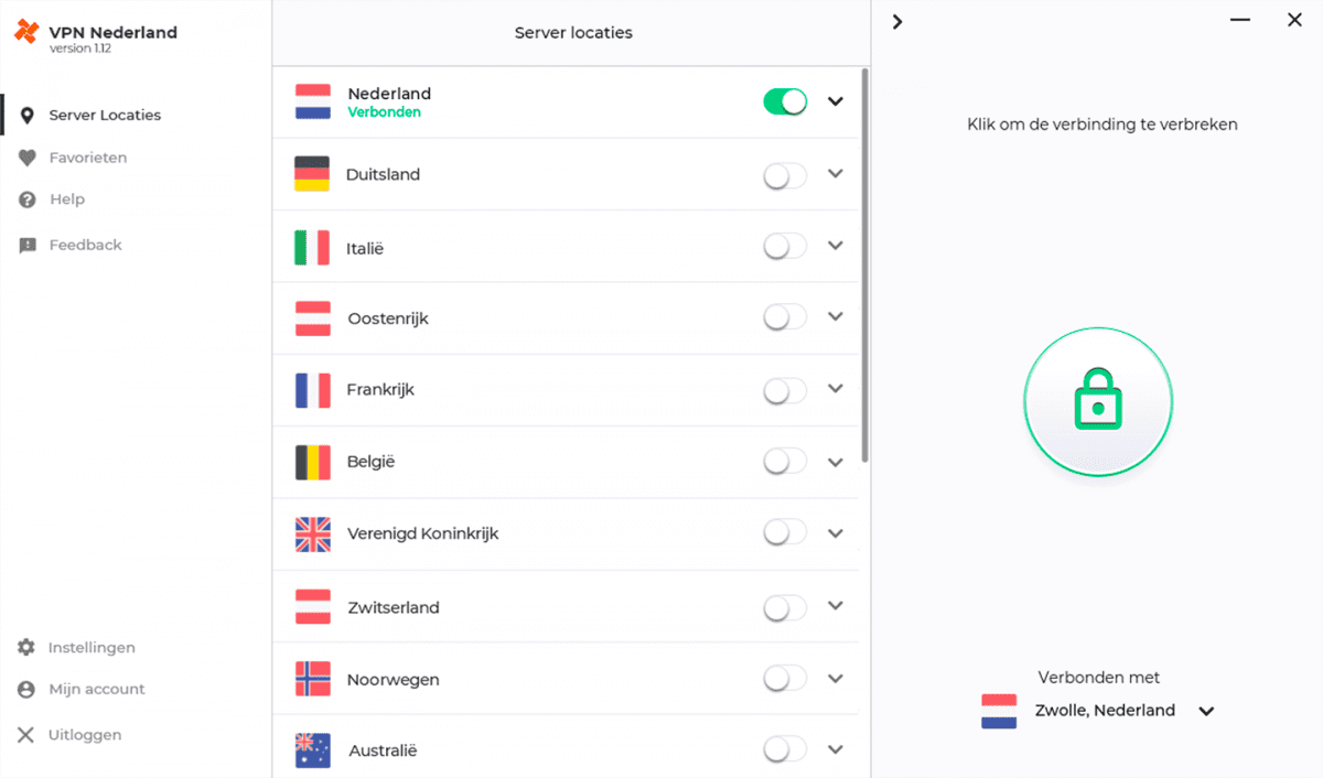 VPN Nederland App Screenshot