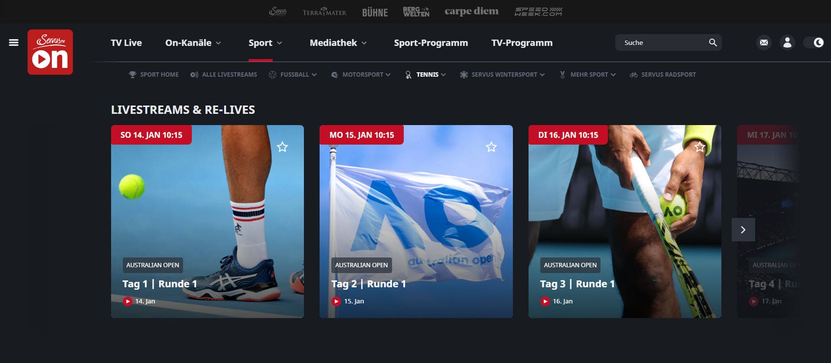 De Australian Open streamt live en gratis op ServusTV