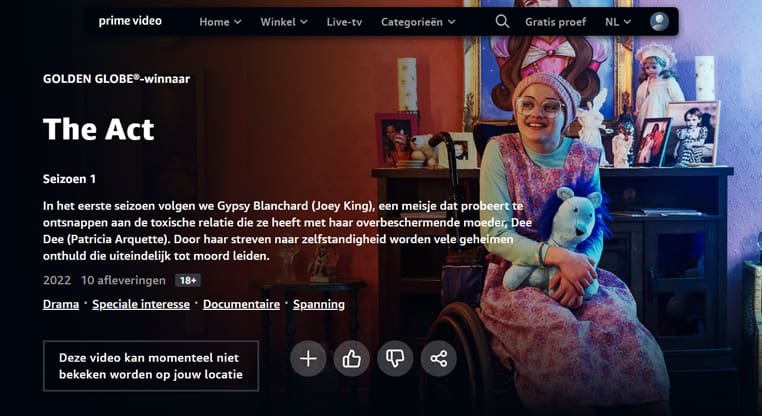 The Act niet op Amazon Prime Video The Act niet beschikbaar op Amazon Prime Video