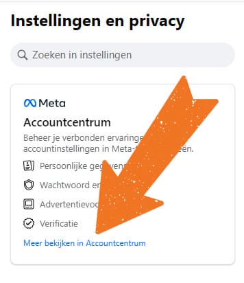 Meta accountcentrum Ga naar het Facebook-accountcentrum
