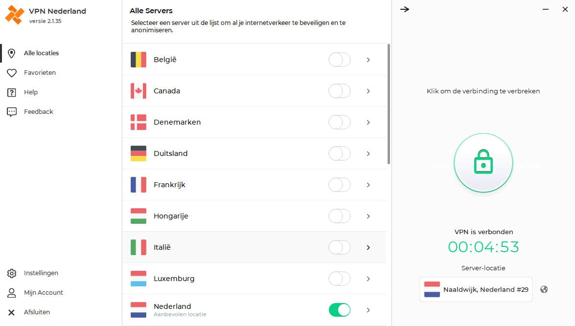 Serverlijst Toegang tot de serverlijst