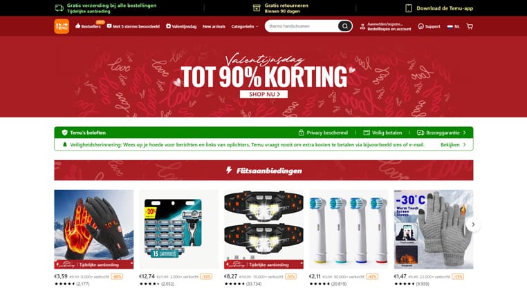 Temu webwinkel