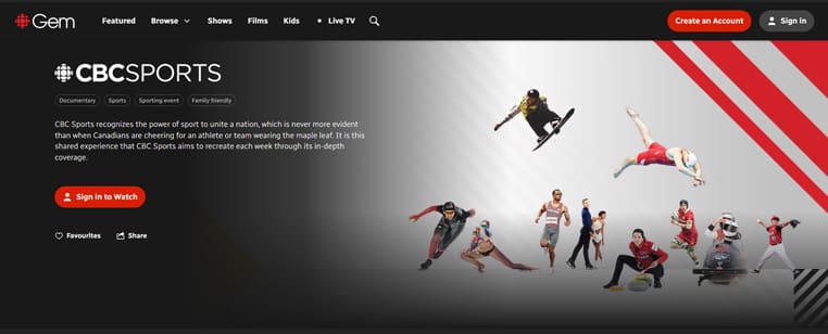 Gratis sport streaming op CBC Gem