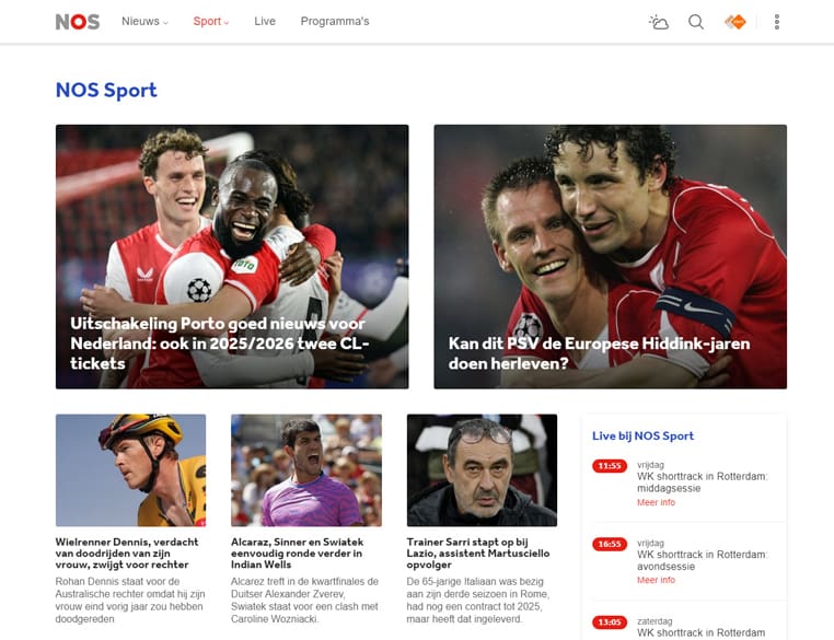 Sport streaming op NOS