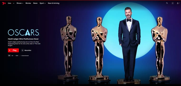 De Oscars gratis streamen op 7Plus