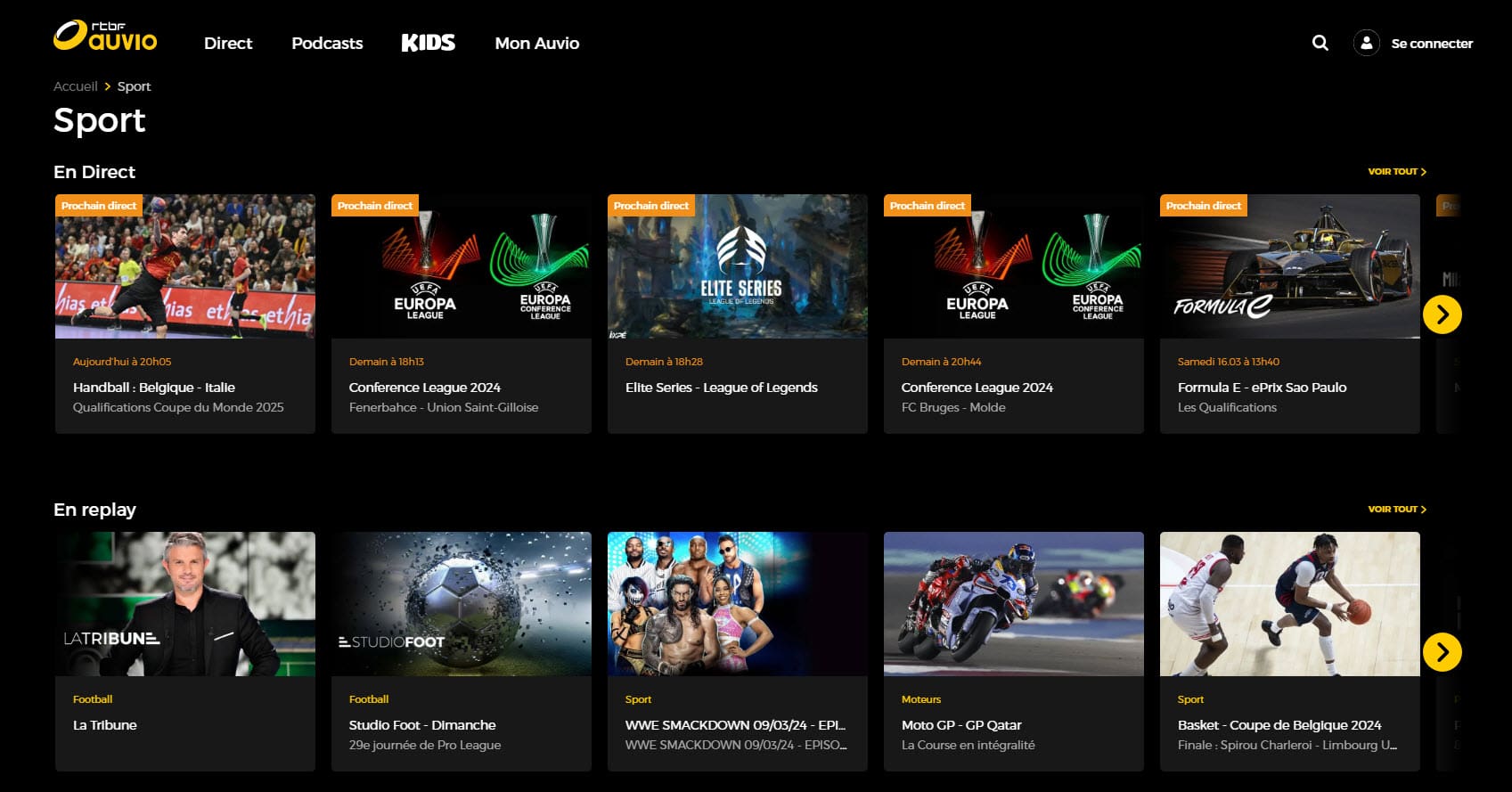 Gratis sport streaming op RTBF