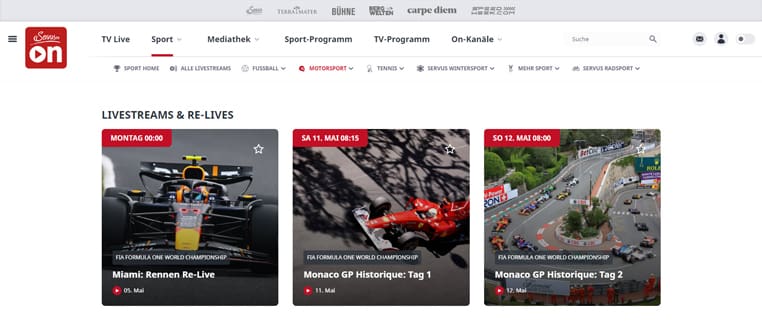 Formule 1 gratis streamen op ServusTV