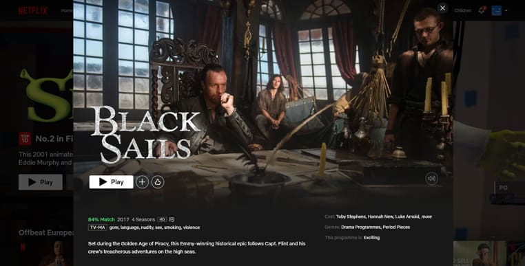 Black Sails streaming op Netflix in de VS