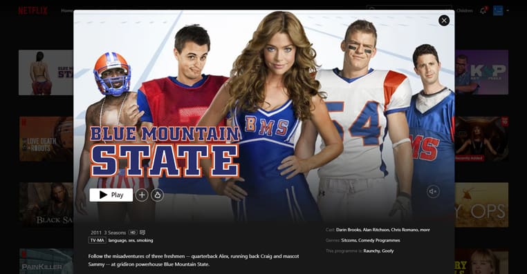 Blue Mountain State op Netflix VS Blue Mountain State streaming op Netflix in de VS
