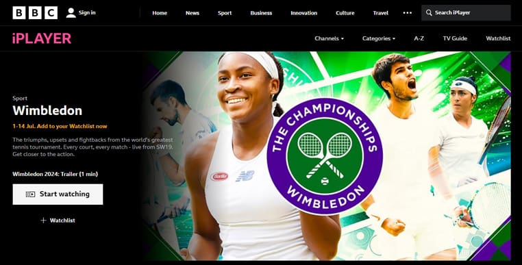 Wimbledon streaming op BBC iPlayer in het Verenigd Koninkrijk 