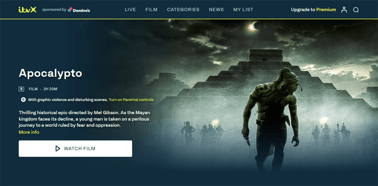 Apocalypto op ITVX Apocalypto film gratis streaming op ITVX