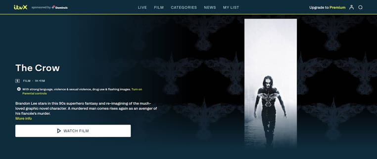 The Crow op ITVX The Crow streaming op ITVX