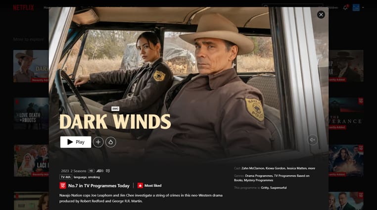 Dark Winds op Amerikaanse Netflix kijken Dark Winds streaming op Amerikaanse Netflix
