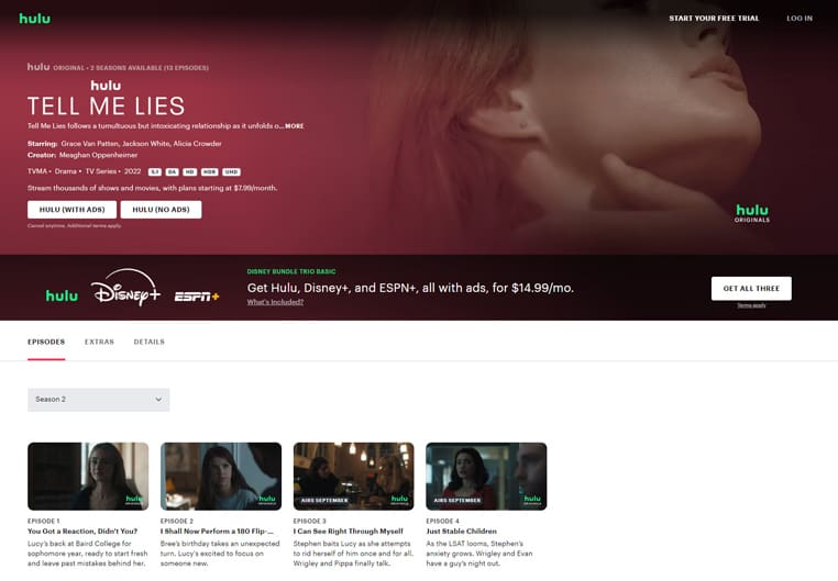 Tell Me Lies seizoen 2 op Hulu Tell Me Lies seizoen 2 streaming op Hulu