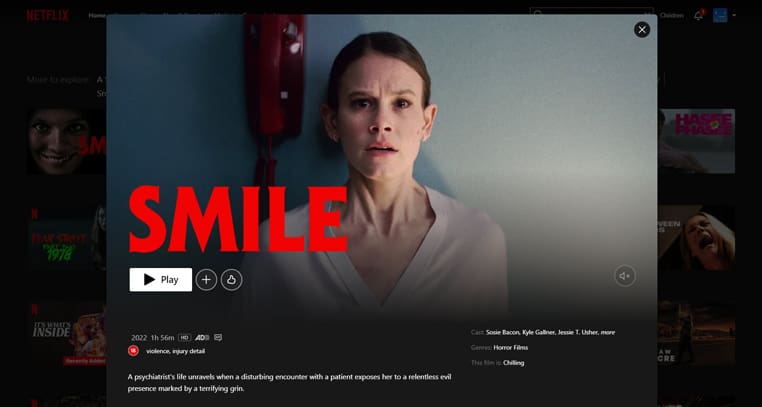 Smile op Netflix in Engeland Smile film streaming op Netflix in Engeland