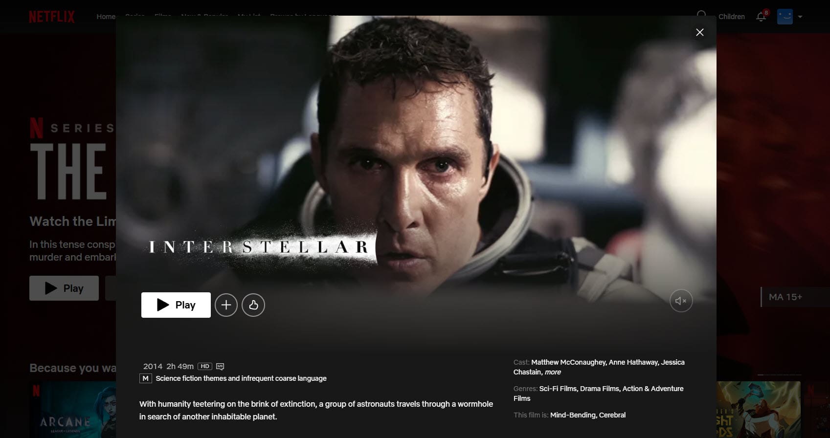 Interstellar op Netflix Interstellar streaming op Netflix