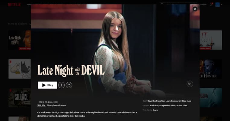 Late Night with the Devil op Netflix Late Night with the Devil streaming op Netflix