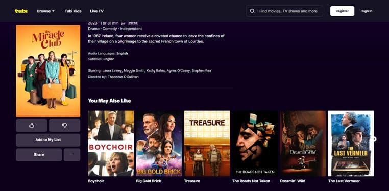 The Miracle Club op Tubi The Miracle Club streaming op Tubi