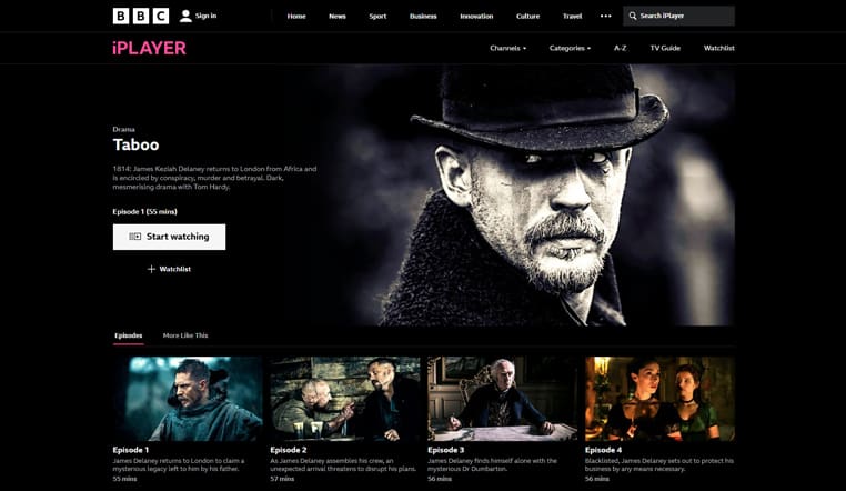Taboo op BBC iPlayer Taboo serie streaming op BBC iPlayer