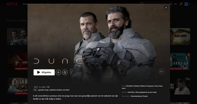Dune op Netflix Dune Part 1 streaming op Netflix