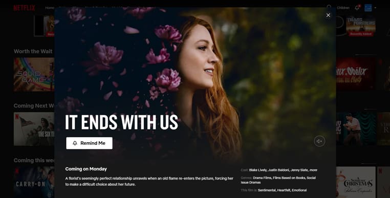 It Ends with Us op Netflix It Ends with Us film streaming op Netflix in Amerika