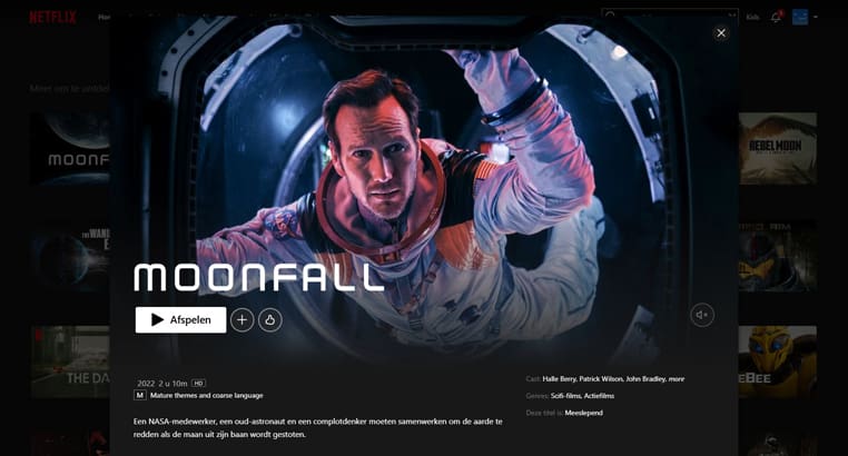Moonfall op Netflix Moonfall streaming op Netflix in Australië