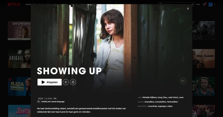 Showing Up op Netflix Showing Up streaming op Netflix met VPN Nederland