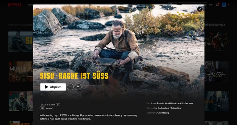 Sisu op Netflix Sisu streaming op Netflix