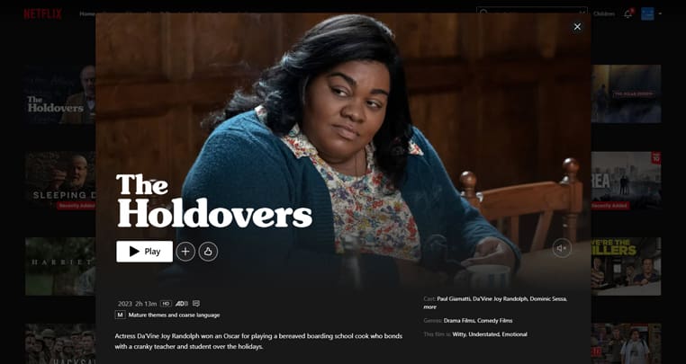 The Holdovers op Netflix The Holdovers streaming geen Netflix in Australië