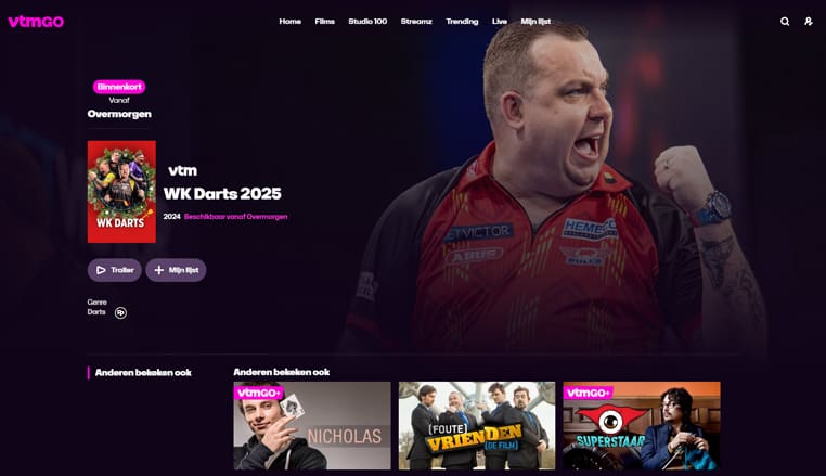 WK Darts op VTM GO WK Darts gratis streaming op VTM GO