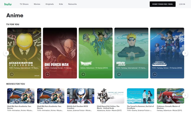 Anime op Hulu Anime streaming op Hulu