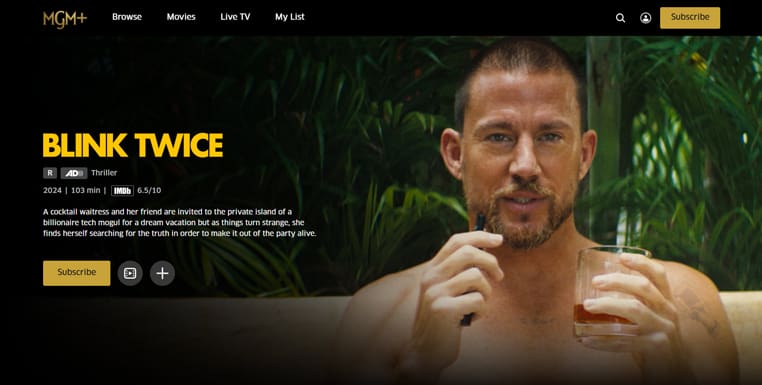 Blink Twice op MGM+ Blink Twice streaming op MGM Plus