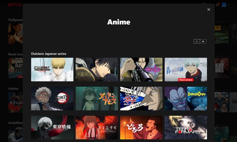 Anime op Japanse Netflix Anime op de Japanse Netflix-bibliotheek