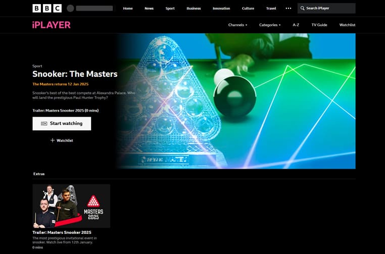 Snooker Masters op BBC iPlayer 2025 Snooker Masters streaming live en gratis op BBC iPlayer