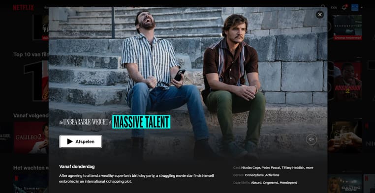 The Unbearable Weight of Massive Talent  op Netflix The Unbearable Weight of Massive Talent streaming op Netflix in Amerika