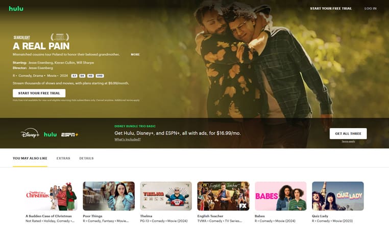 A Real Pain op Hulu A Real Pain streaming op Hulu in Amerika