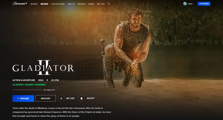 Gladiator II op Paramount+ Gladiator II streaming op Paramount+