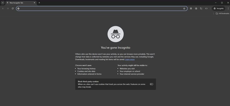 Incognitomodus in Chrome Incognitomodus in Google Chrome