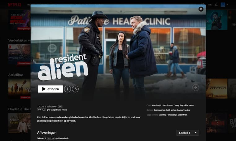 Seizoen 3 van Resident Alient op Netflix Elk seizoen van Resident Alien streaming op Netflix in Amerika