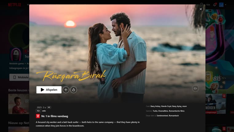 Rüzgara Bırak op Turkije Rüzgara Bırak streaming op Netflix in Turkije