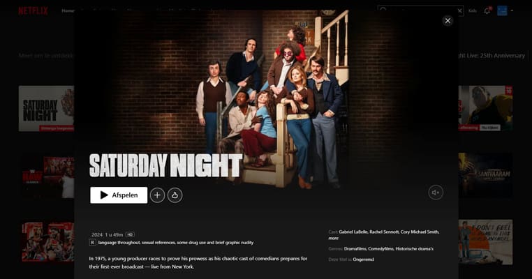 Saturday Night op Netflix Saturday Night streaming op Netflix in Amerika
