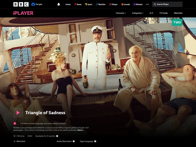 Triangle of Sadness op BBC iPlayer Triangle of Sadness gratis streaming op BBC iPlayer