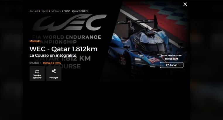 WEC op RTBF WEC streaming op RTBF Auvio