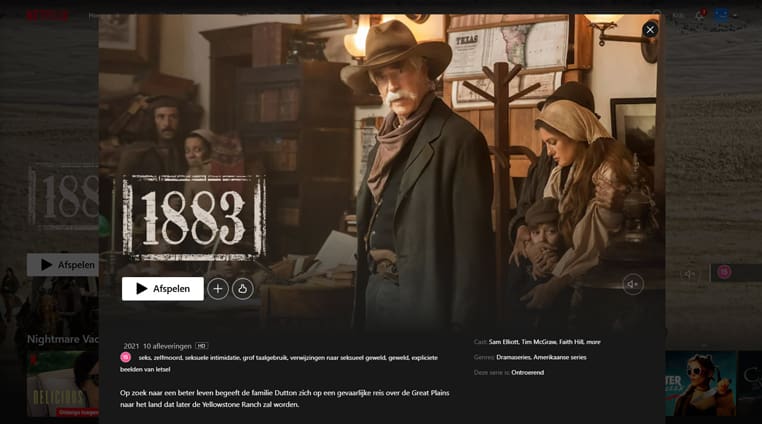 1883 streaming op Netflix in het VK