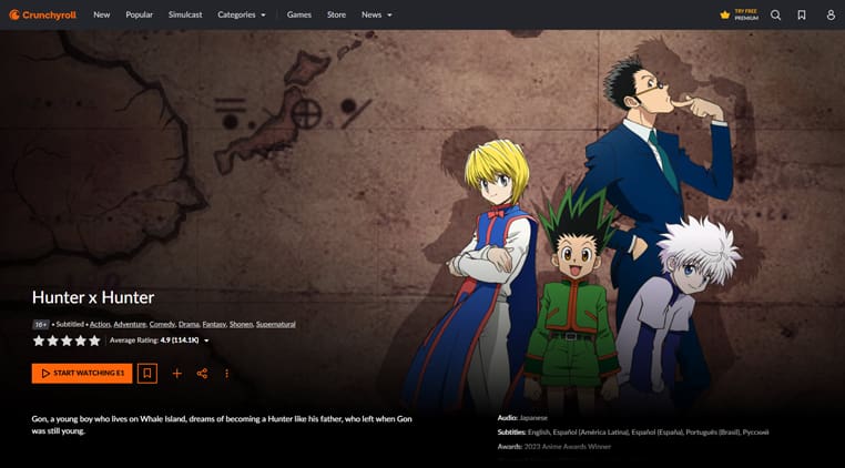 Hunter x Hunter op Crunchyroll Hunter x Hunter streaming op Crunchyroll