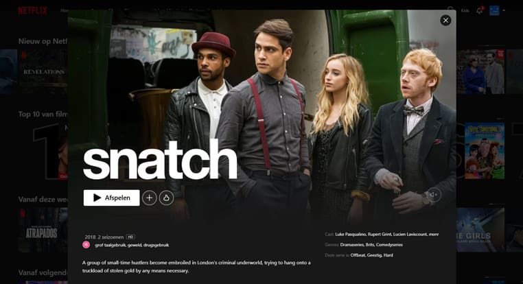 Serie Snatch streaming op Netflix in het VK