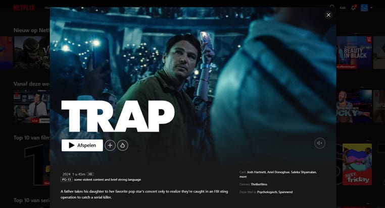 Trap op Netflix Trap streaming op Amerikaanse Netflix