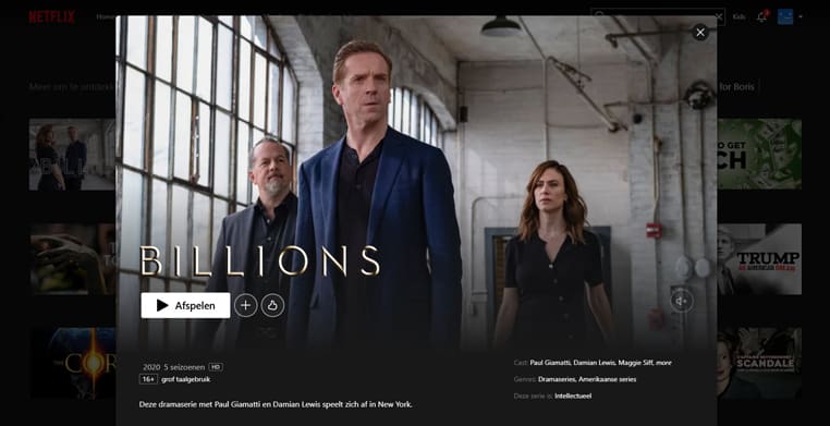 Billions streaming op Netflix in Thailand