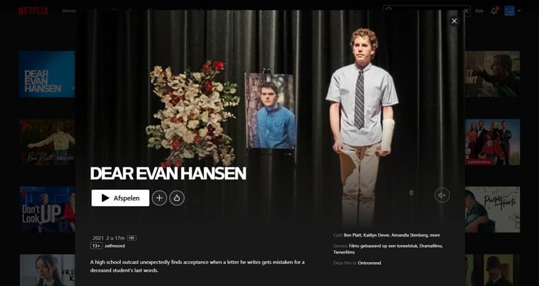 Dear Evan Hansen op Netflix Dear Evan Hansen streaming op Netflix