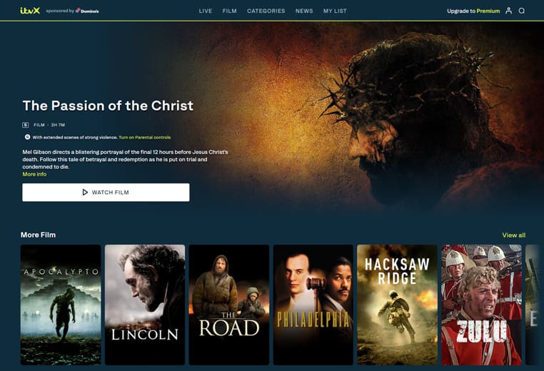 The Passion of the Christ streaming gratis op ITVX